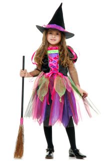  Child Rainbow Glitter Witch Costume