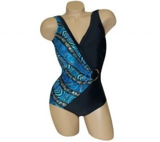 Shape Detector by Carol Wior Barbados Batik SideDrape Swimsuit