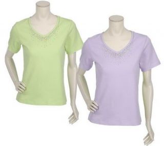 Quacker Factory Set of 2 Multicolor Sparkle & Shine Knit Tops