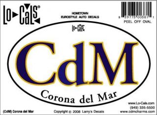 CDM Corona Del Mar Oval Euro Auto Decal Sticker Blue