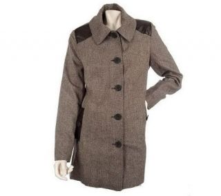 As Is Modernist by Guillaume Tweed Jacket w/ Faux Leather Trim 