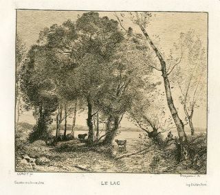Jean Baptiste Corot Original Art Etching Le Lac