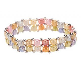 Lee Sands Double Row Cultured Pearl Stretch Bracelet —