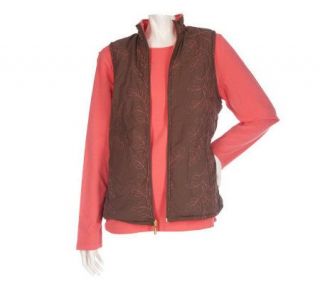 Sport Savvy Reversible Embroidered Quilted Vest & Long Sleeve Top 