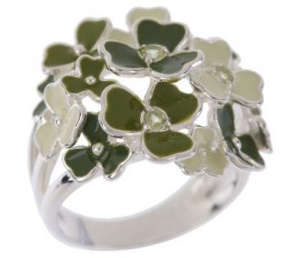 As IsSterling Silver Shamrock Ring w/Peridot Accents —