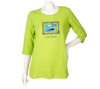Quacker Factory 3/4 Sleeve Travel T shirt —