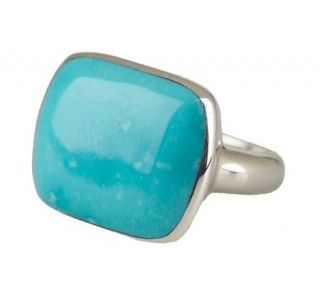 Sterling Cushion Cut Turquoise Ring —