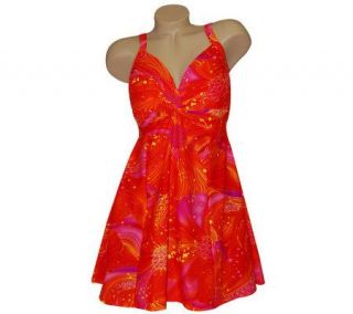 Carol Wiors Blazing Poppy Twist Swim Dress —