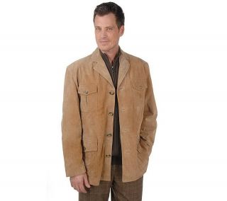 Perfect by Carson Kressley Mens Suede Touring Coat —