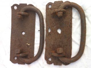 Pair Old Iron Carpenter Chest Handles Trunk Handles Genuine Antique