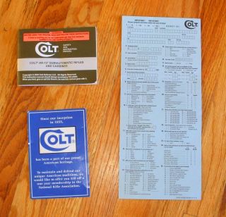 Original COLT AR 15 Instruction Manual & Un used Product Registration