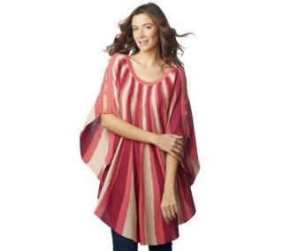 Belle Gray by Lisa Rinna Striped Sweater Poncho with Cutout Detail