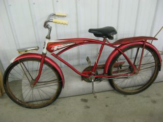Vintage 1960 Columbia Torpedo Bicycle Bike Red Good Shape
