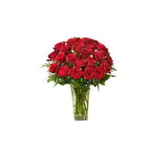 Two Dozen Long Stemmed Red Roses with Vase by ProFlowers   H139243