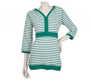 Sport Savvy Stretch Striped Hooded Pullover Tunic w/ Ribbed Trim
