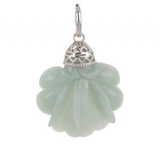 Sterling Carved Jade Orchid Enhancer —