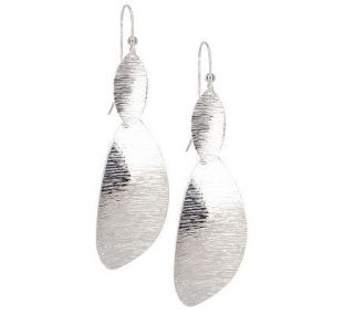 Sterling Textured Finish Double Drop Earrings —