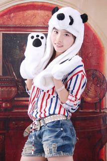 Cartoon Animal Panda Cap Earmuff Scarf Gloves Hat H2703