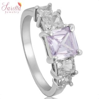 Sale Lady Fashion Jewelry Purple Tanzanite White Gold GP Cocktail Ring