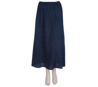 Denim & Co. Crinkle Gauze Skirt with Full Elastic Waistband — 