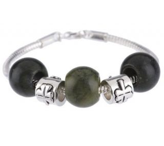 Connemara Marble 8 Silvertone Slider Bead Bracelet —