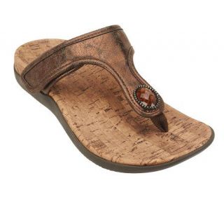 Orthaheel Honey Orthotic Metallic Thong Sandals w/ Jewel Detail