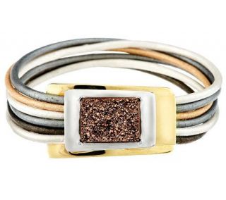 RLM Studio Drusy Sterling & Brass Leather Cord Bracelet —
