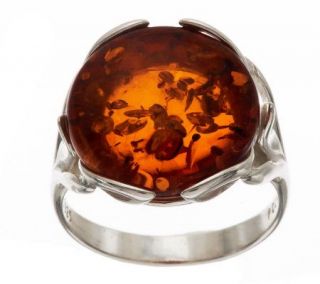 Baltic Amber Round Bold Sterling Ring   J276452