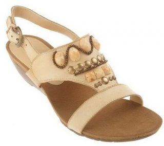 Bare Traps Leather Wedge Heel Sandals with Bead Detail —