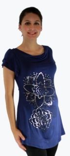 Fashionable Blue Short Sleeve Maternity Top s M L XL