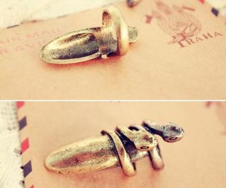 Lady Gaga Fashion Punk Cool Finger Nail Snake Design Rings Bronze H34