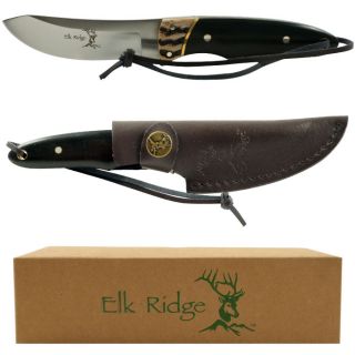 Elk Ridge 440 Stainless Hunting Knife w Leather Sheath