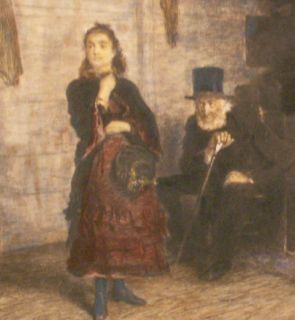 20thC Eastman Johnson The Reprimand Handcolored Etching