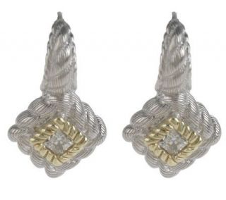 Judith Ripka Sterling 14K Clad Princess Cut Diamonique Earrings
