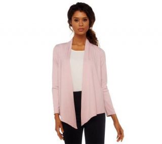 George Simonton Long Sleeve Open Front Cardigan with Pleat Detail 
