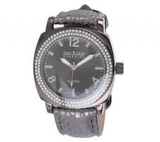 Joan Rivers Metallic Python Embossed Strap Watch with Crystals