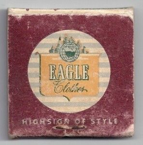 Old Feature Matchbook Eagle Clothes Council Bluffs IA