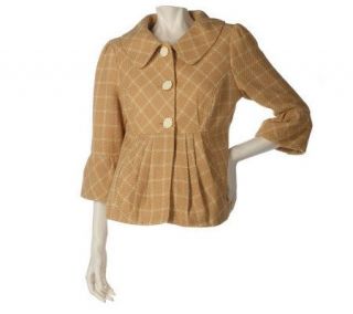 Elisabeth Hasselbeck for Dialogue Printed Jacket w/ Pleat Detail