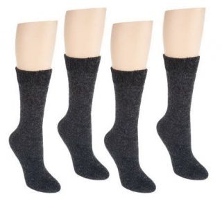 Pair Soft Marled Crew Socks with Thermal Looping —