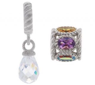 Judith Ripka Sterling Gemstone and Diamonique Set of 2 Charms 