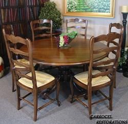 7pc Solid Maple Round Distressed French Country Dining Set