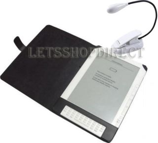  Kindle DX Black Leather Case Cover LED Light