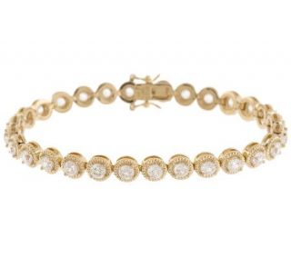 Diamonique 14K Gold Clad 100 Facet 8 Textured Tennis Bracelet