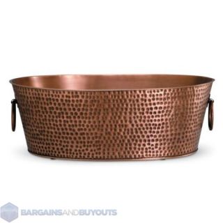  Sturdy Hammered Metal Beverage Tub In Antique Copper Finish 417796