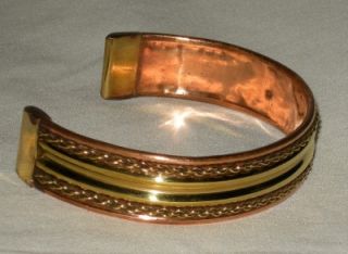 Concave Center Brass Band Copper Cuff Bracelet