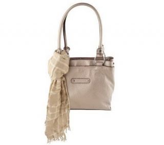 Isaac Mizrahi Live Double Handle Tote with Scarf —