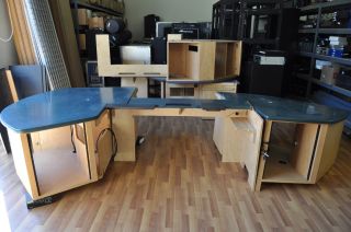 Custom Corian Top Studio Workstation Desk w 26 Space Unit Racks