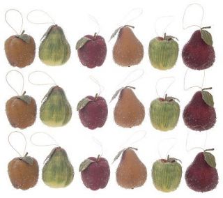 Set of 18 Beaded Apple and Pear Ornaments by Valerie —