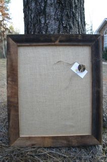 Beautiful Antique Frame Cork Board Covered in Burlap 22x26