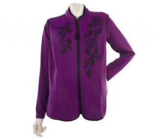 Susan Graver Embroidered Fleece Vest with Butterknit Long Sleeve Top 